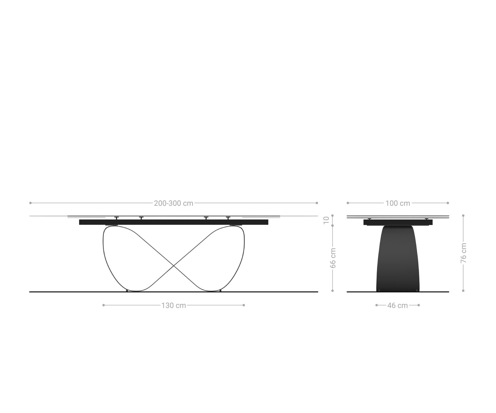 Jedálenský stôl Edge 200-300×100 cm keramika onyx champagne infinity kov čierna rozkladací - Image 8