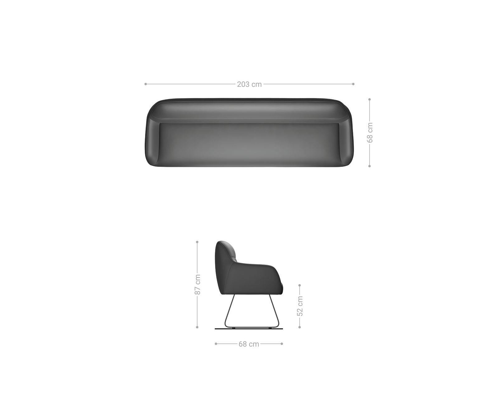 Jedálenská lavica Taya-Flex 200 cm mikrovlákno taupe vintage tenká podstava plochý titánová farba vrecková pružina - Image 8