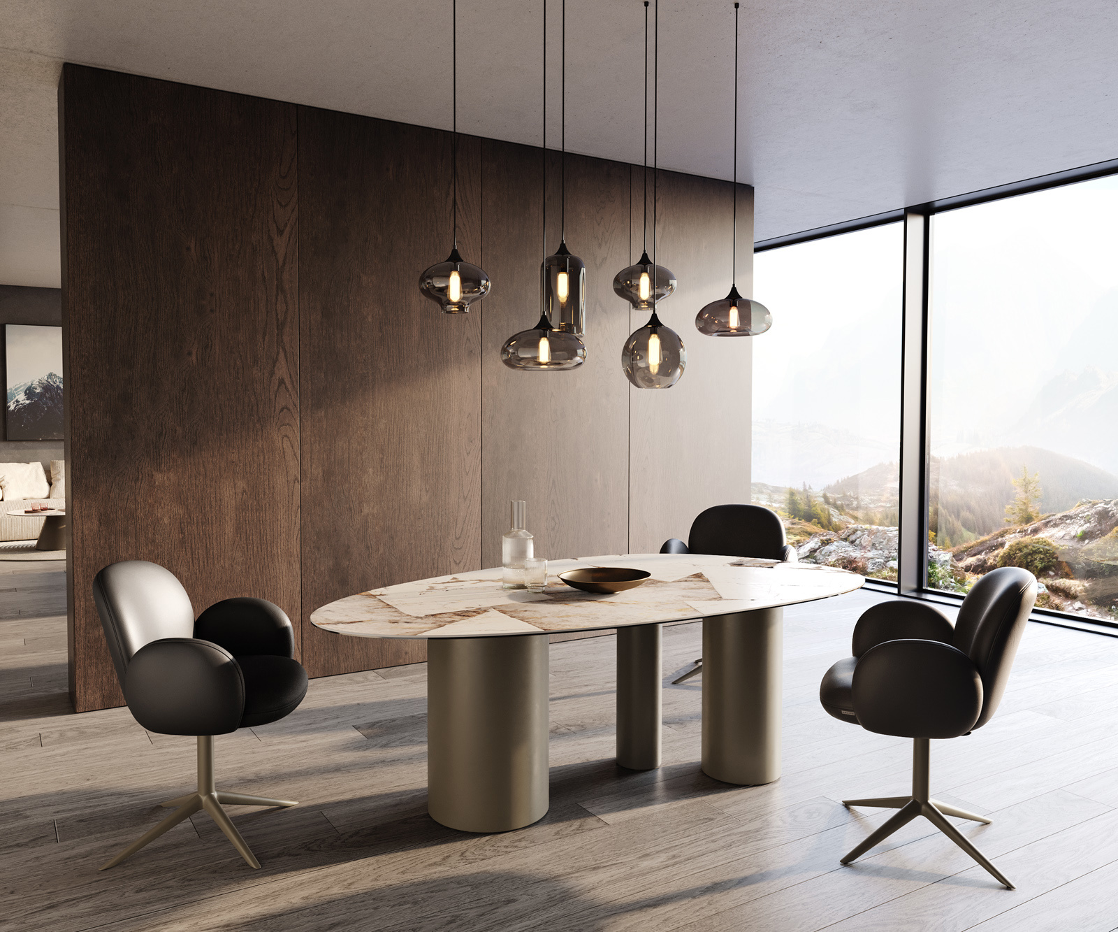 Jedálenský stôl Edge oválny 220×120 keramika iris FMG Patagonia Lappato Troa kov titánová farba - Image 6