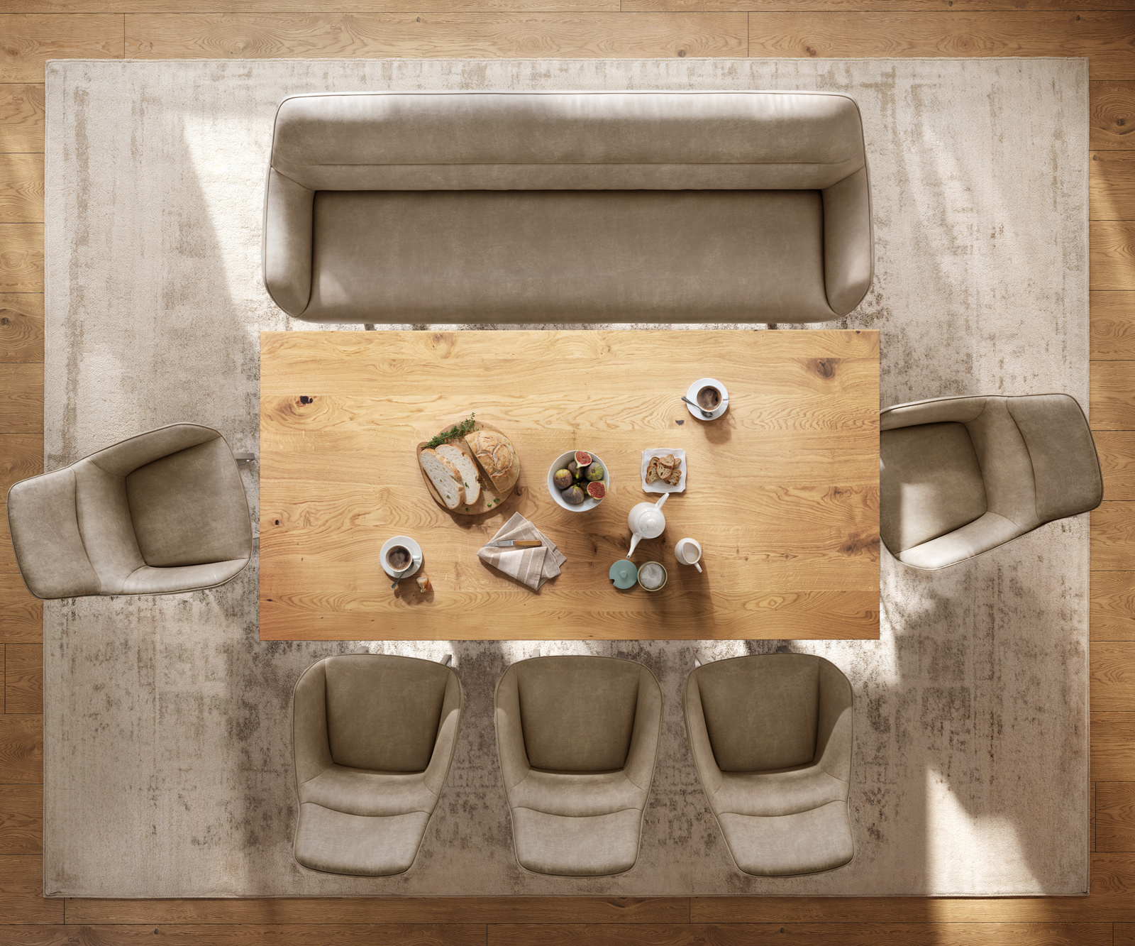 Jedálenská lavica Taya-Flex 200 cm mikrovlákno béžová vintage tenká podstava plochá čierna vrecková pružina - Image 6