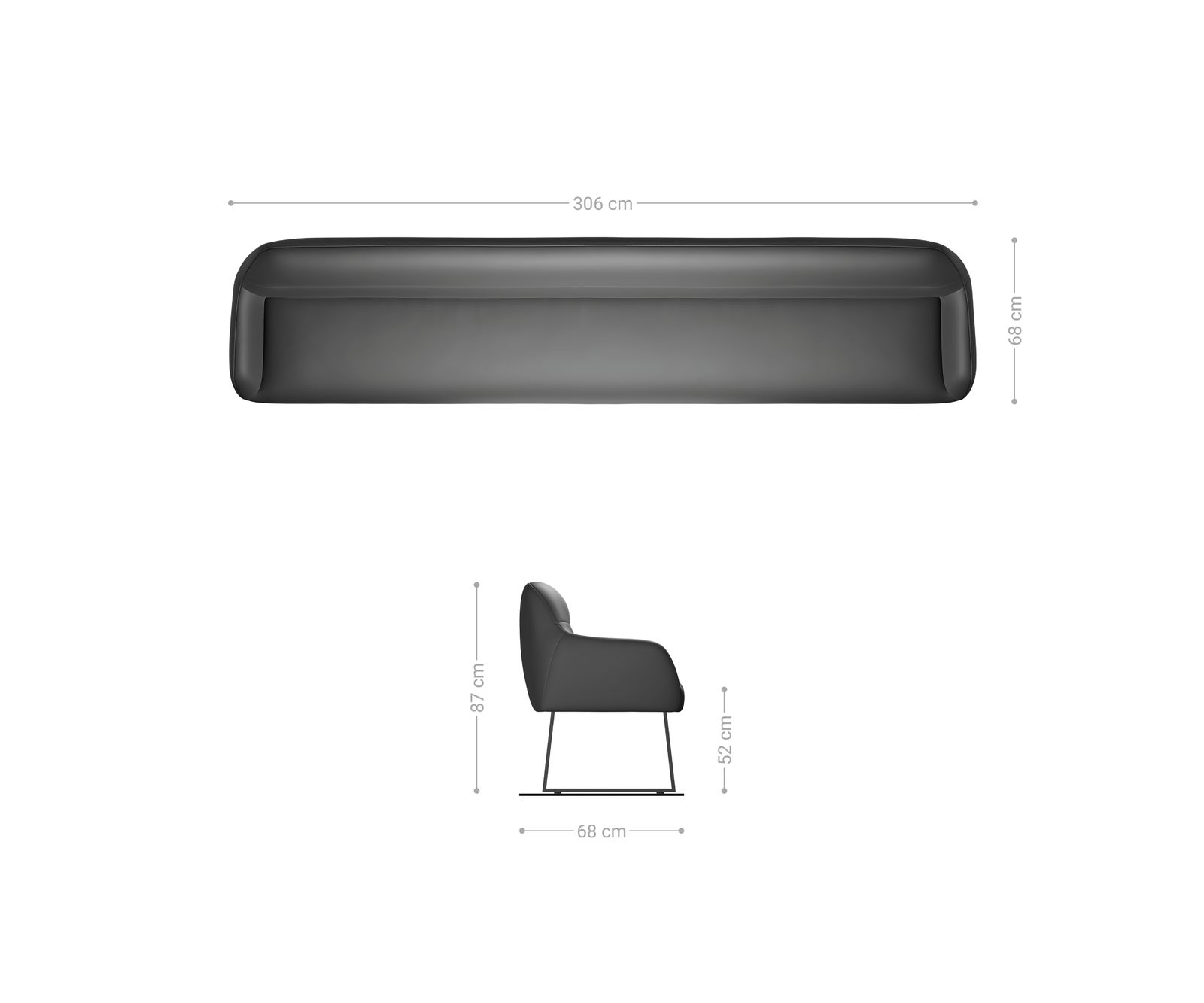 Jedálenská lavica Taya-Flex 300 cm mikrovlákno taupe vintage tenká podstava hranatá nerezová oceľ vrecková pružina - Image 8