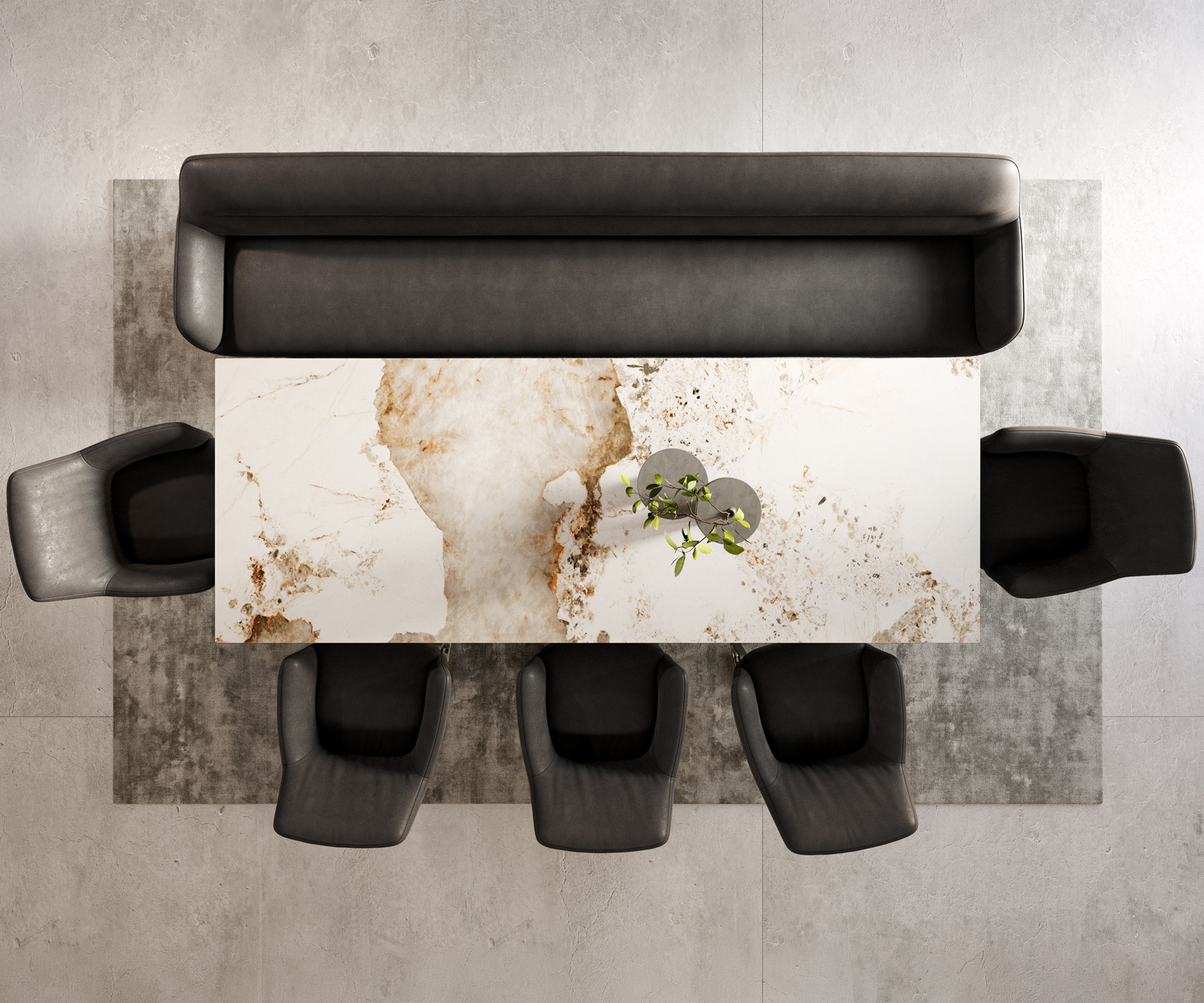 Jedálenská lavica Taya-Flex 300 cm mikrovlákno antracitová vintage tenká podstava plochý titánová farba vrecková pružina - Image 6