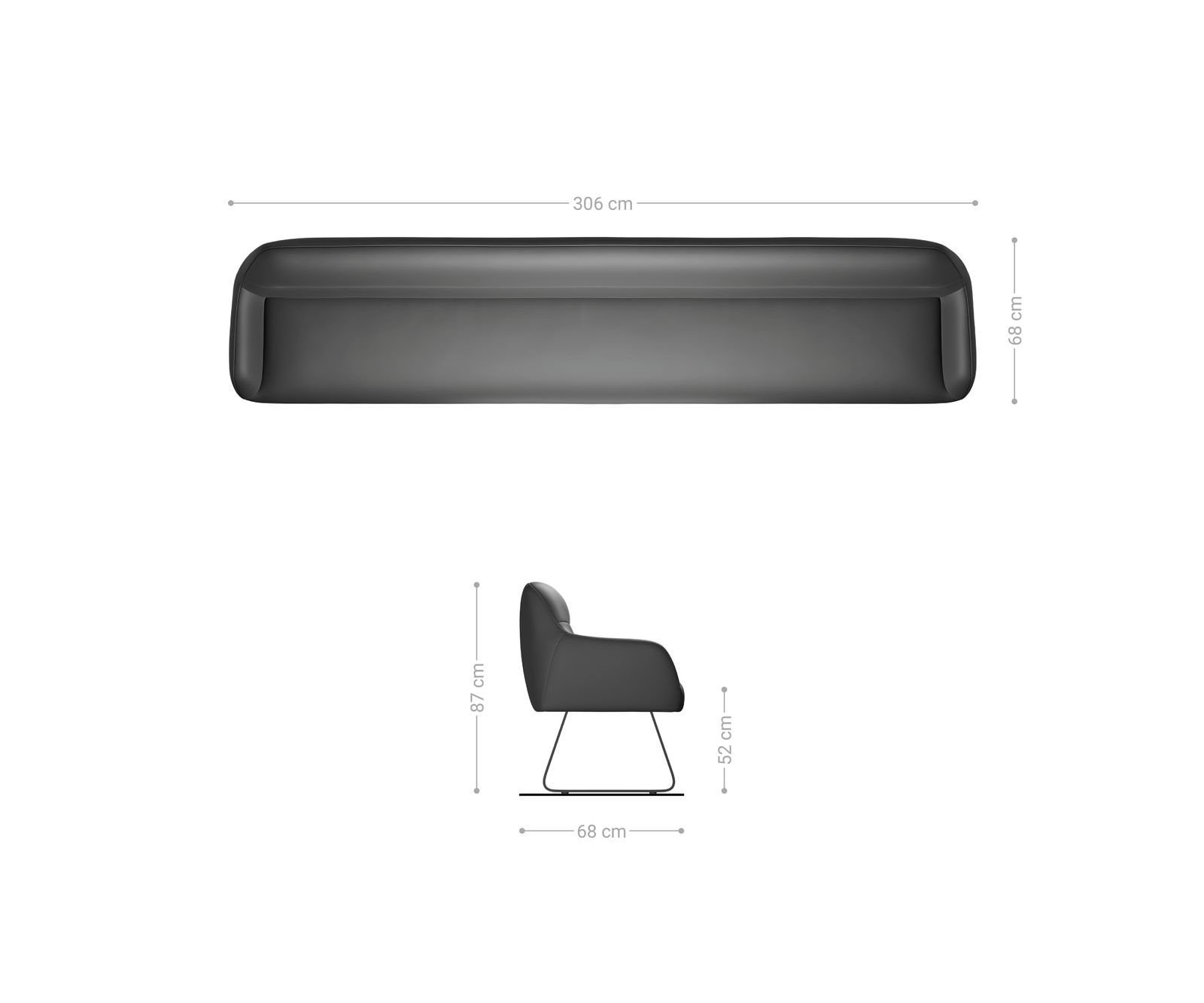 Jedálenská lavica Taya-Flex 300 cm bouclé bielo-krémová tenká podstava plochá čierna vrecková pružina - Image 7