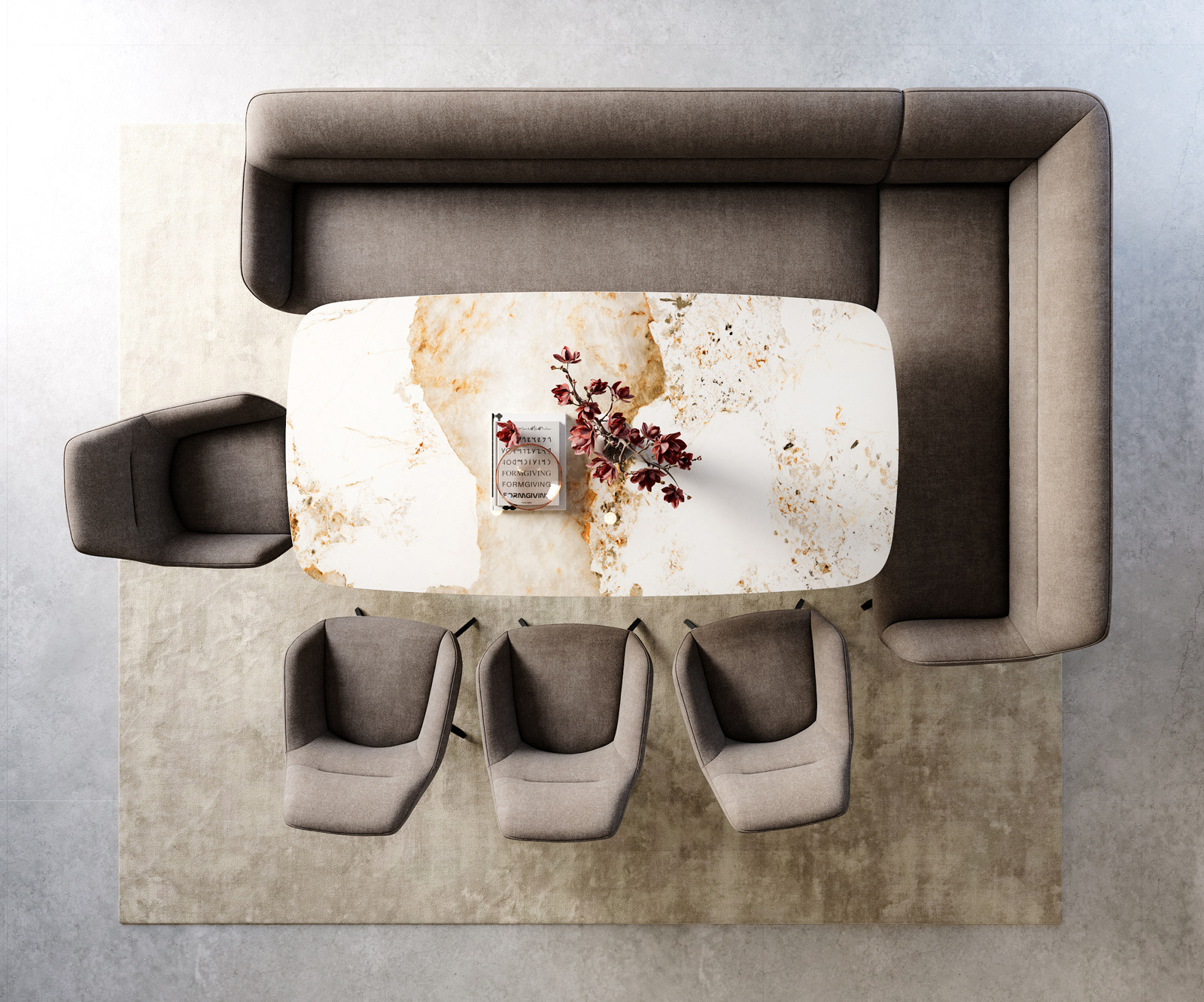 Lavica Taya-Flex 285×190 cm texturovaná látka mäkká taupe krížová podstava hranatá čierna vrecková pružina ľavá - Image 6