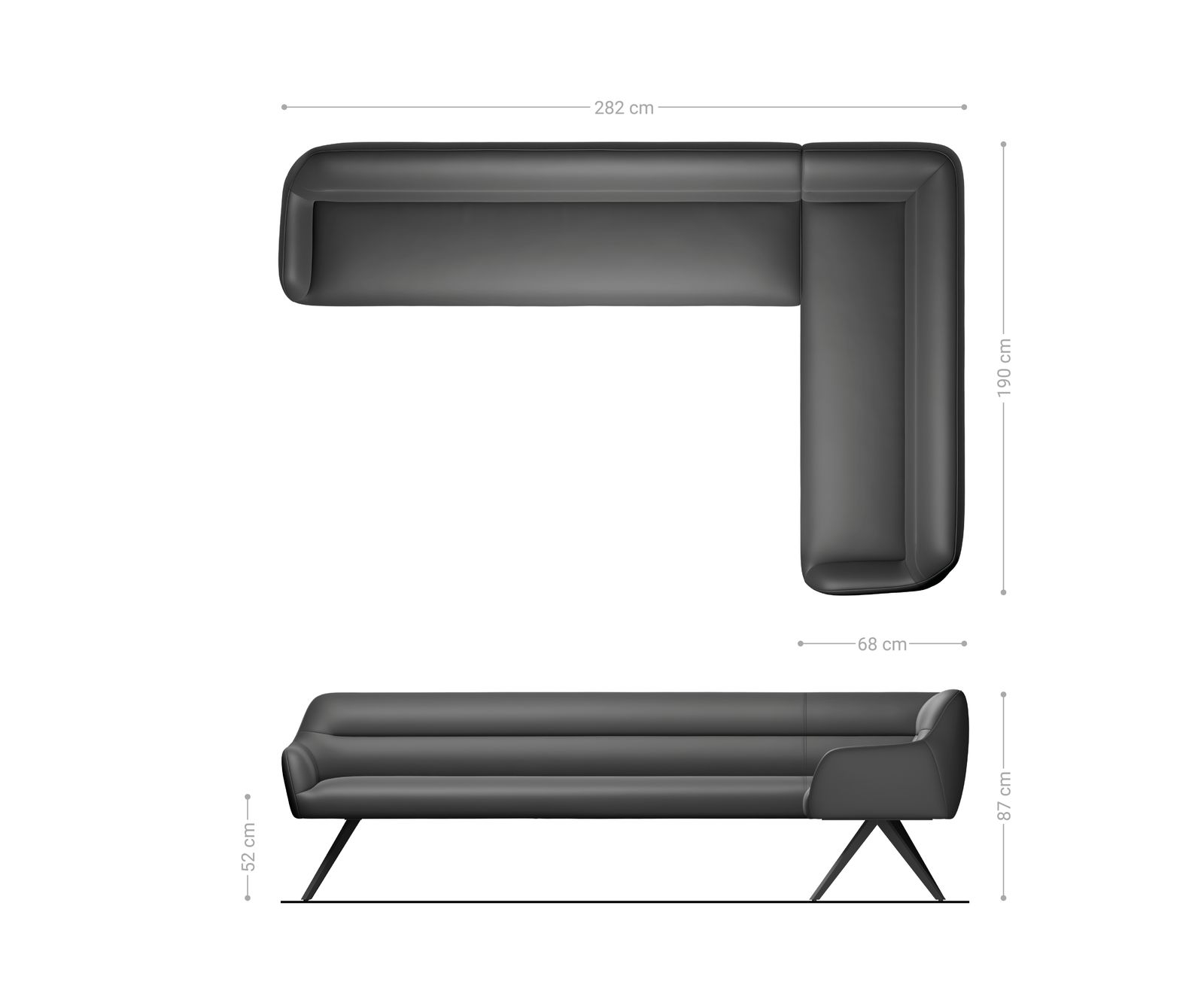 Lavica Taya-Flex 285×190 cm texturovaná látka mäkká taupe krížová podstava hranatá čierna vrecková pružina ľavá - Image 8