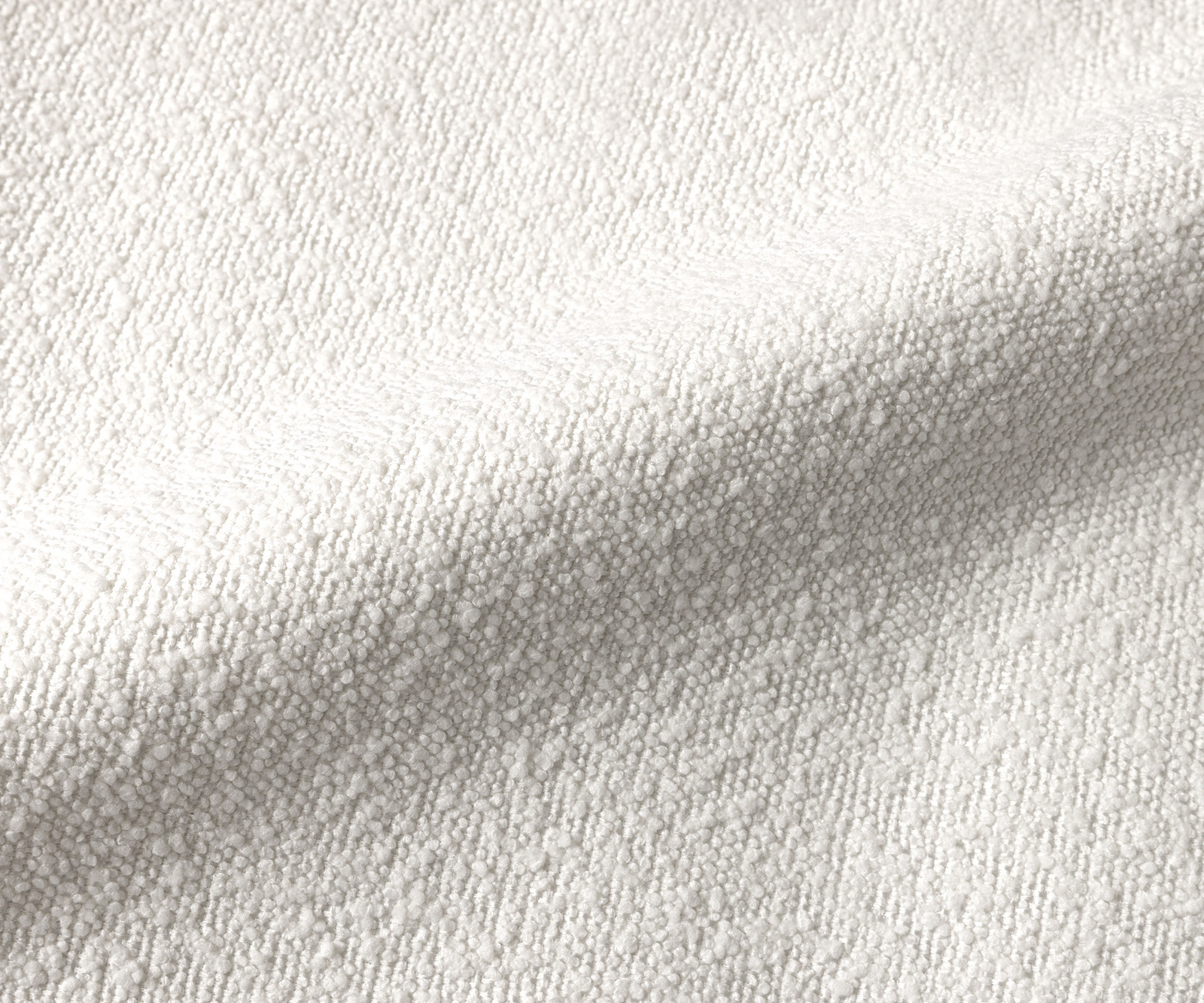 Jedálenská lavica Taya-Flex 285×190 cm bouclé bielo-krémová tenká podstava plochá nerezová oceľ vrecková pružina ľavá - Image 3