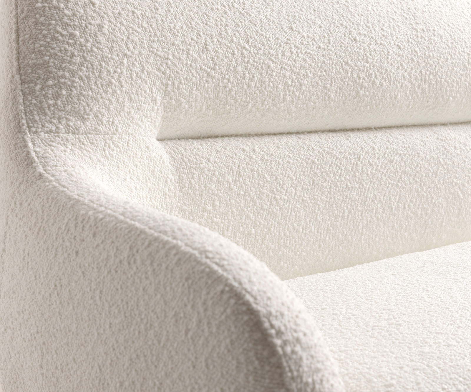 Jedálenská lavica Taya-Flex 285×190 cm bouclé bielo-krémová hranatá krížová podstava grafit vrecková pružina pravá - Image 7