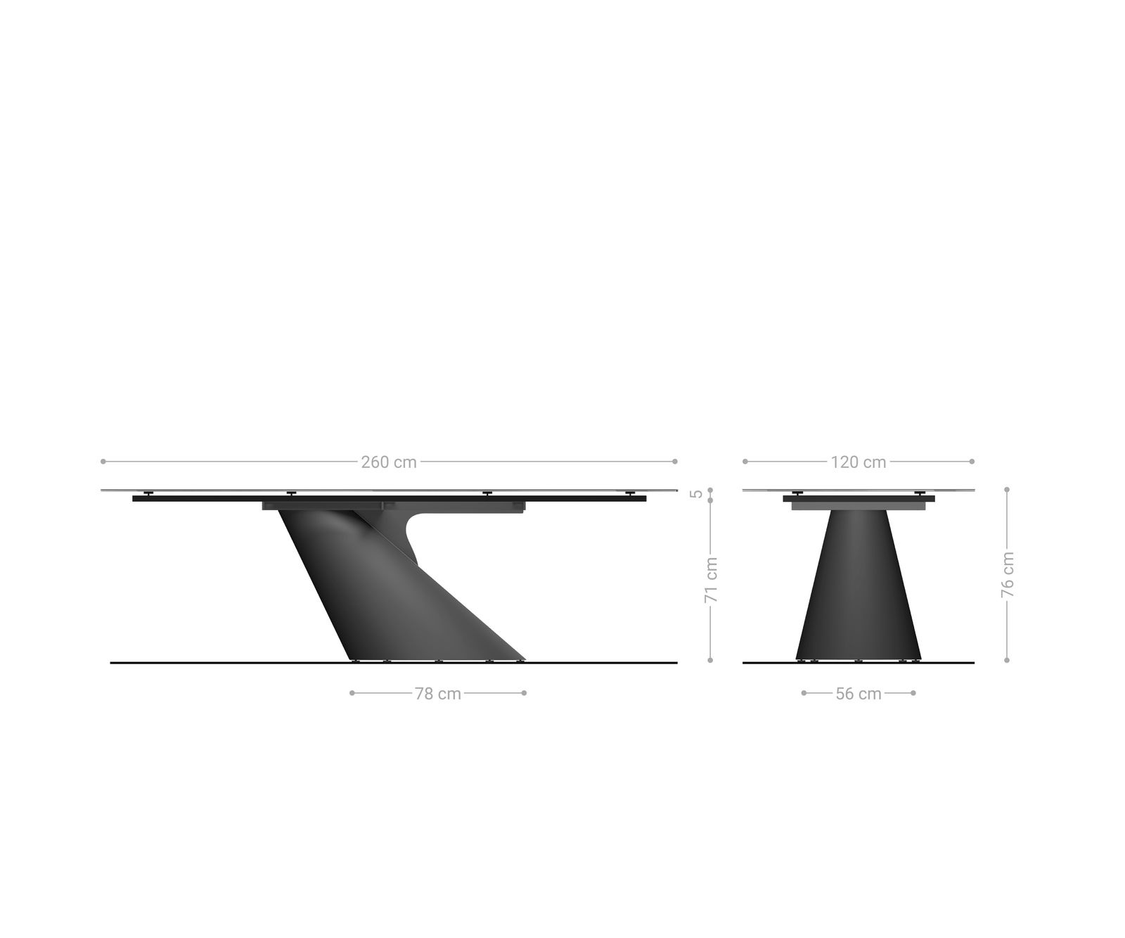 Jedálenský stôl Edge zaoblený tvar 260×120 cm keramika Minas Melange bielo-béžová Cono metalická strieborná - Image 8