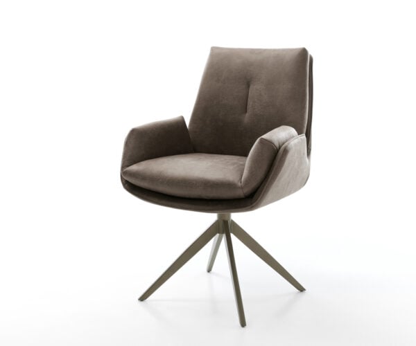 Jedálenská stolička Clea-Flex mikrovlákno taupe vintage krížová podstava široká titánová farba 360° otočná hojdacia funkcia
