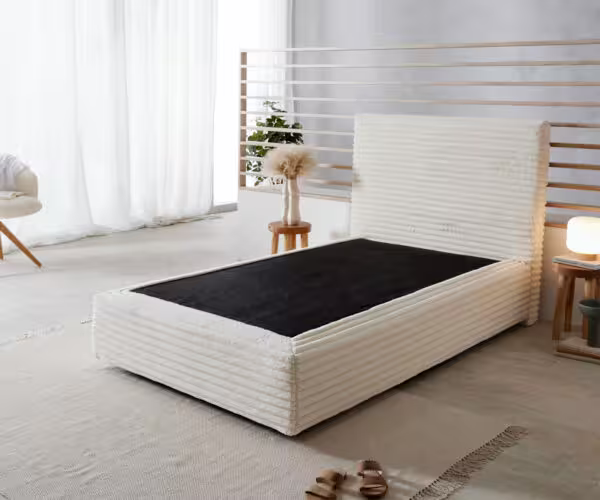 Boxspring posteľ Dream-Well plyšový manšester béžová 120×200 cm