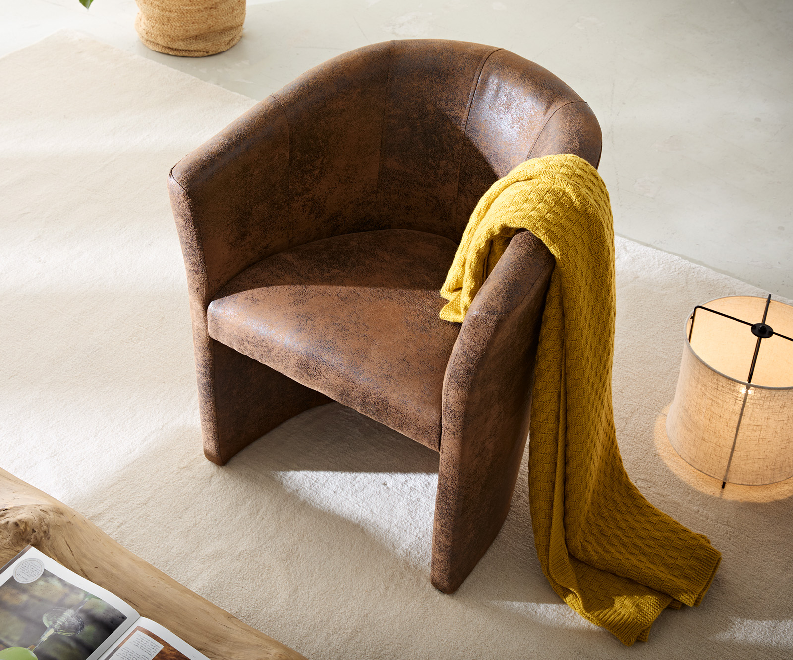 Koktailové kreslo Pieder hnedé lounge čalúnené vintage vzhľad - Image 4