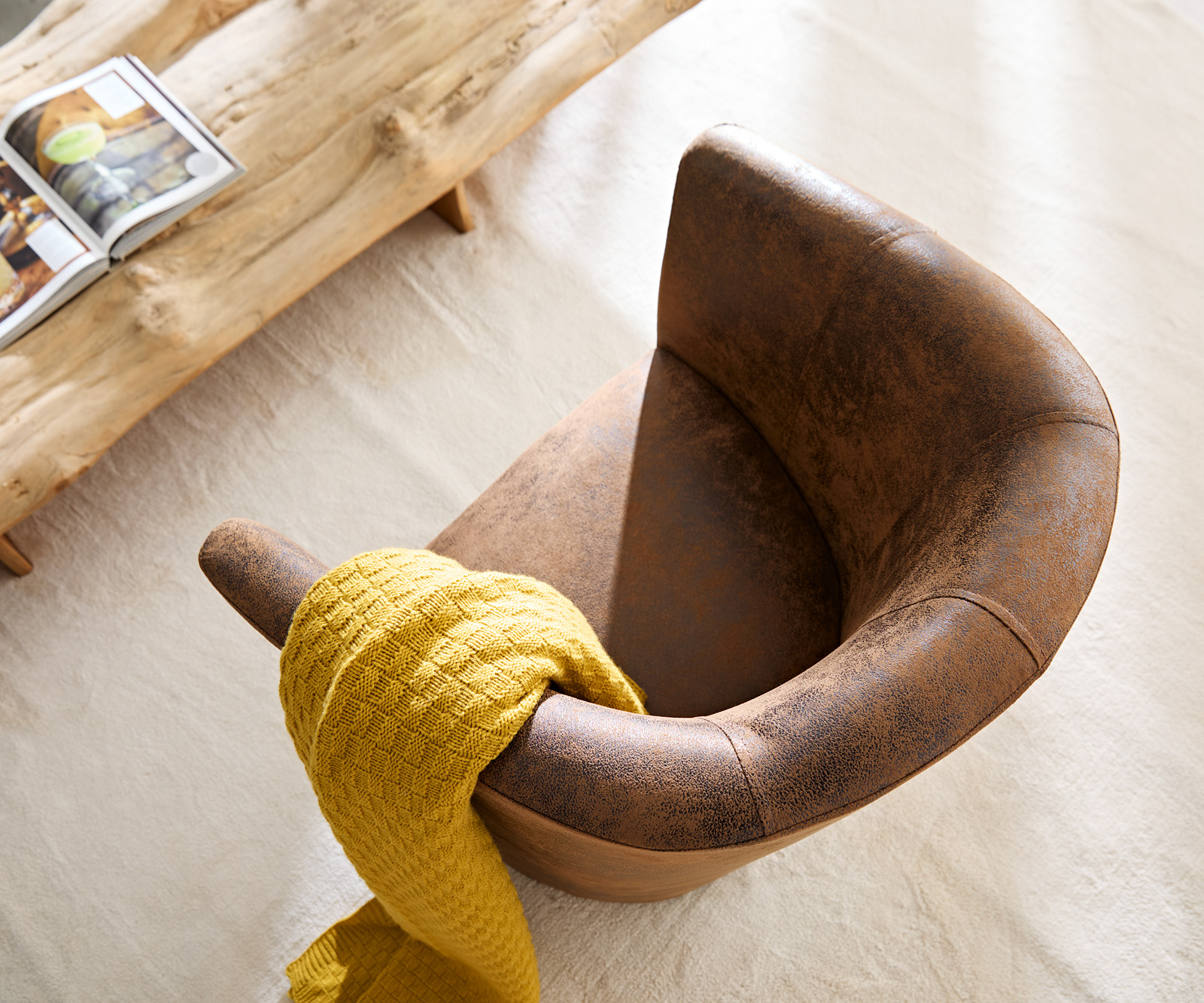 Koktailové kreslo Pieder hnedé lounge čalúnené vintage vzhľad - Image 6