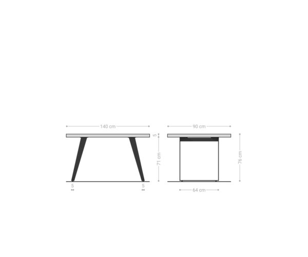 Jedálenský stôl Edge 140x90 XL akácia prírodná nerezová oceľ šikmý Live-Edge - Image 7