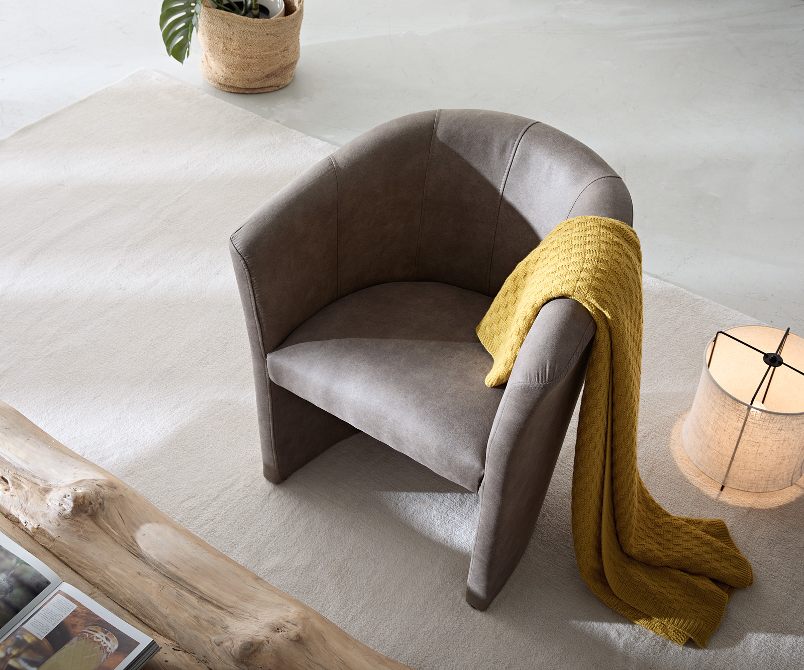 Koktailové kreslo Pieder vintage taupe čalúnené vintage vzhľad - Image 4