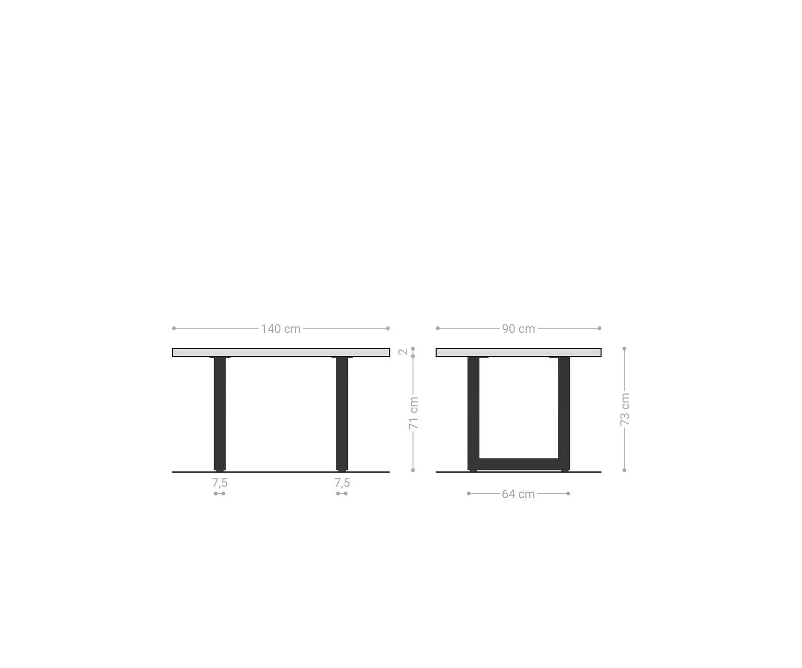Jedálenský stôl Edge 140x90 akácia prírodná nerezová oceľ úzky švajčiarska hrana - Image 7