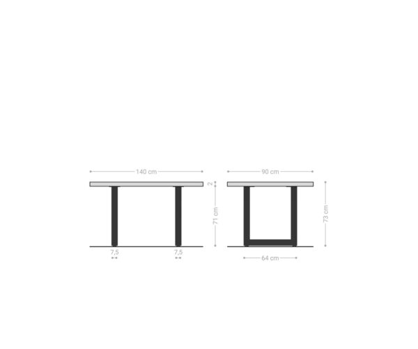 Jedálenský stôl Edge 140x90 akácia prírodná nerezová oceľ široký švajčiarska hrana - Image 7