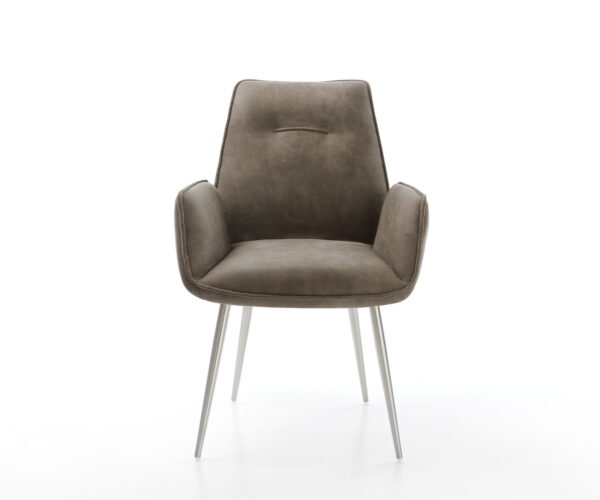 Jedálenská stolička Zoa-Flex taupe vintage kužeľová podnož z nehrdzavejúcej ocele - Image 2