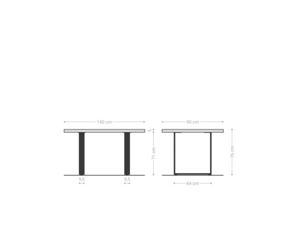 Jedálenský stôl Edge 140x90 XL akácia prírodná nerezová oceľ úzka podnož - Image 7