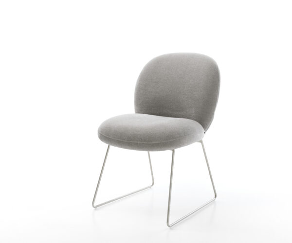 Jedálenská stolička Nube-Flex texturovaná látka mäkký sivá tenká podstava nerezová oceľ vrecková pružina