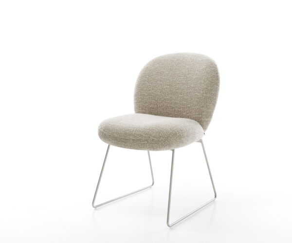 Jedálenská stolička Nube-Flex tkanina mäkký béžová tenká podstava nerezová oceľ vrecková pružina