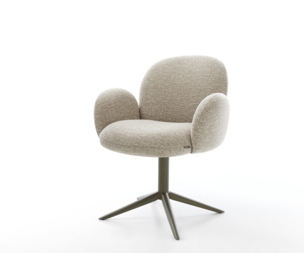 Jedálenská stolička Nube-Flex s opierkami tkanina mäkká béžová krížová podstava titánová farba 360° otočný kolísacia funkcia vrecková pružina