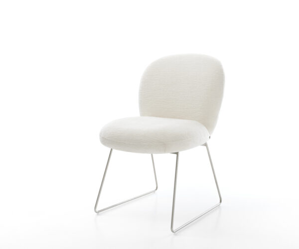 Jedálenská stolička Nube-Flex bouclé mäkký béžová tenká podstava nerezová oceľ vrecková pružina