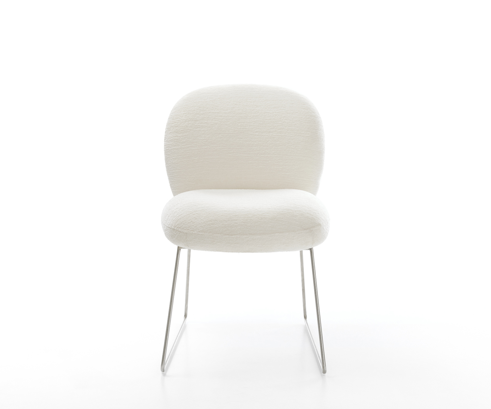 Jedálenská stolička Nube-Flex bouclé mäkký béžová tenká podstava nerezová oceľ vrecková pružina - Image 2