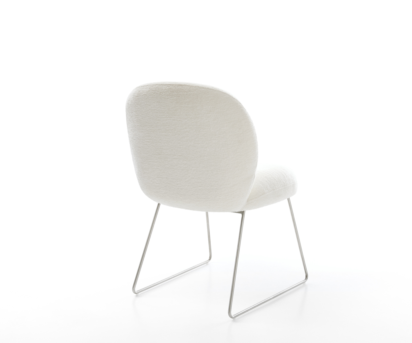 Jedálenská stolička Nube-Flex bouclé mäkký béžová tenká podstava nerezová oceľ vrecková pružina - Image 5