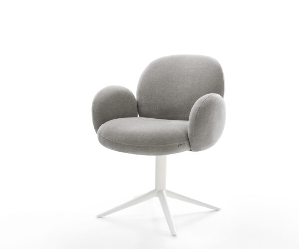 Jedálenská stolička Nube-Flex s opierkami texturovaná látka mäkký sivá krížová podstava biela 360° otočný hojdacia funkcia vrecková pružina