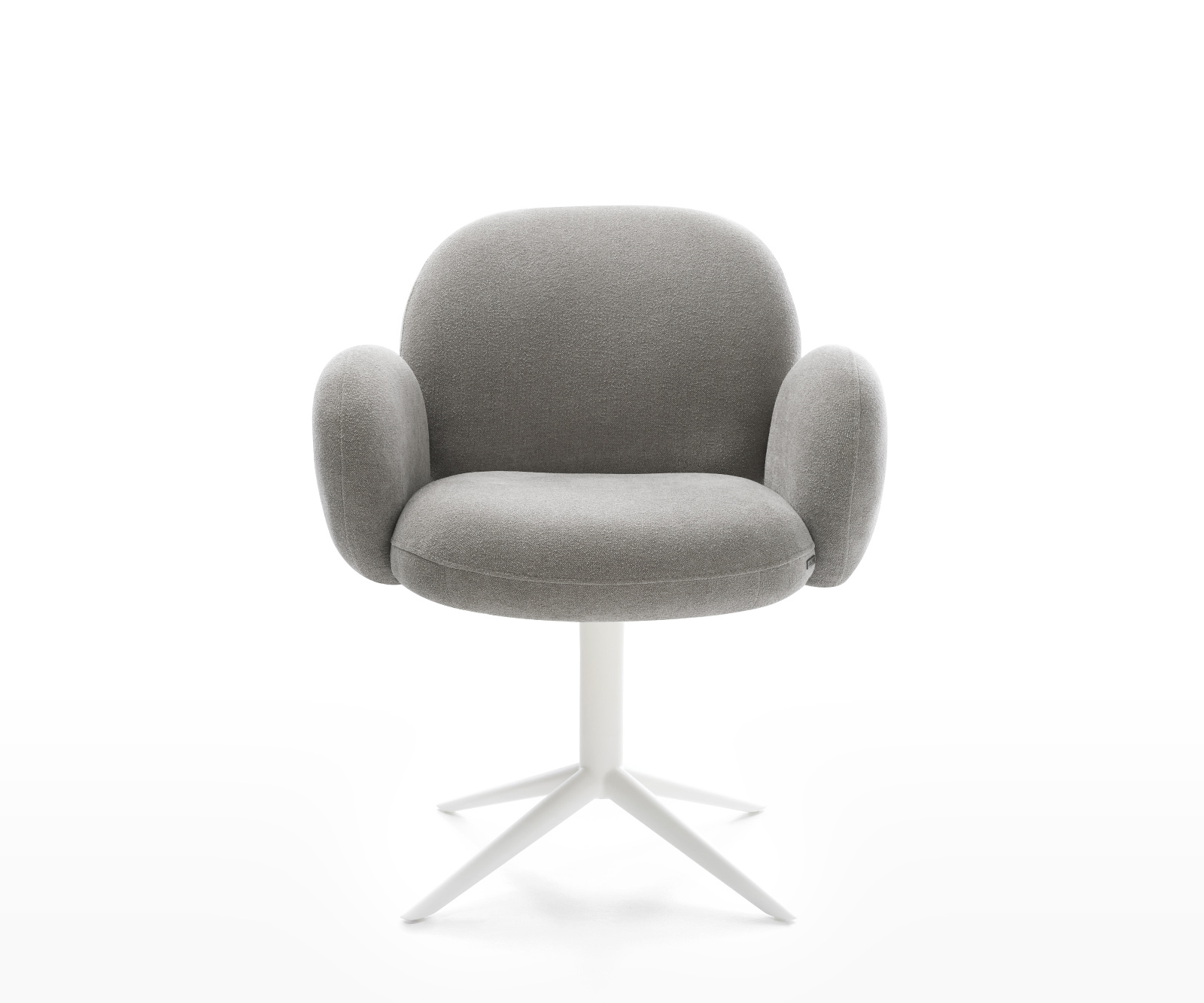 Jedálenská stolička Nube-Flex s opierkami texturovaná látka mäkký sivá krížová podstava biela 360° otočný hojdacia funkcia vrecková pružina - Image 2