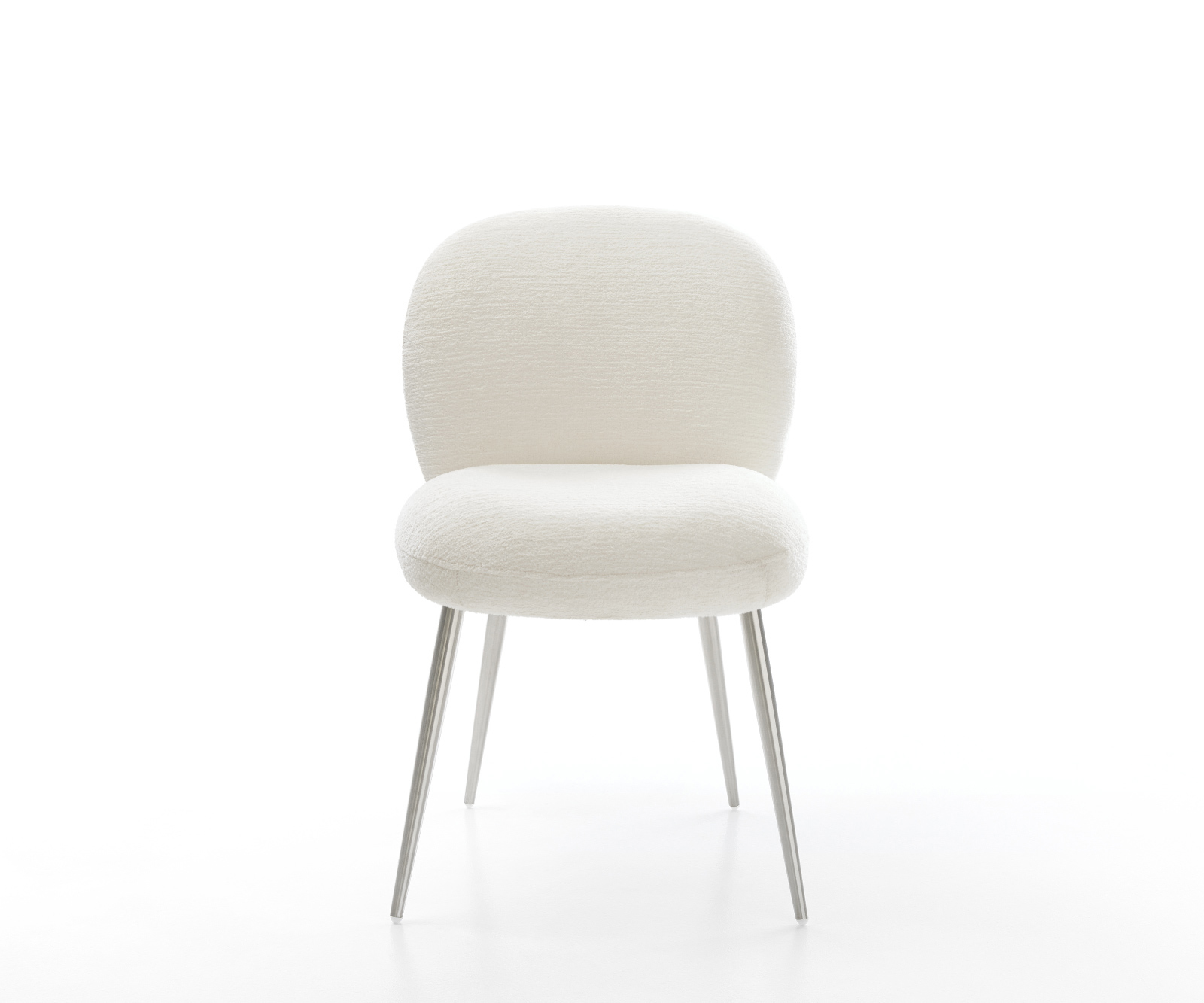 Jedálenská stolička Nube-Flex bouclé mäkký béžová 4-nohá zúžená nerezová oceľ vrecková pružina - Image 2