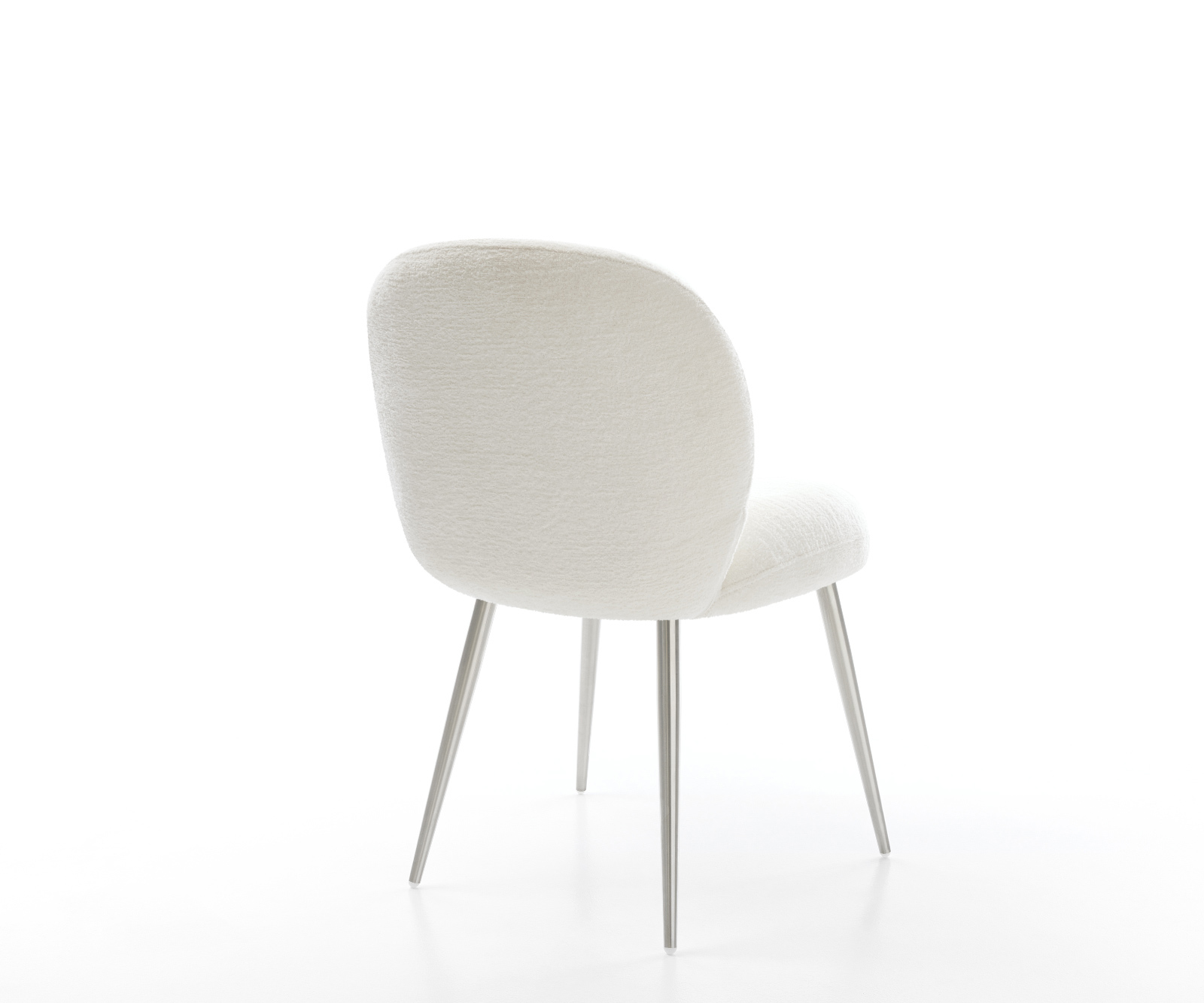 Jedálenská stolička Nube-Flex bouclé mäkký béžová 4-nohá zúžená nerezová oceľ vrecková pružina - Image 5