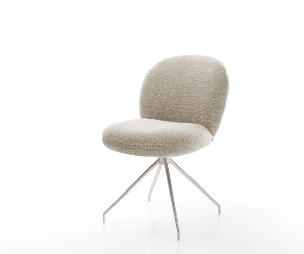 Jedálenská stolička Nube-Flex tkanina mäkký béžová krížová podstava zúžená nerezová oceľ vrecková pružina