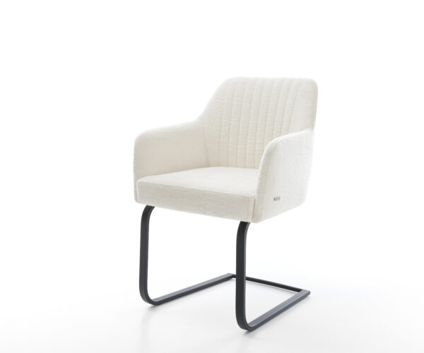 Konzolová jedálenská stolička Greg-Flex bouclé mäkký béžová konzolová jedálenská stolička plochá čierna vrecková pružina