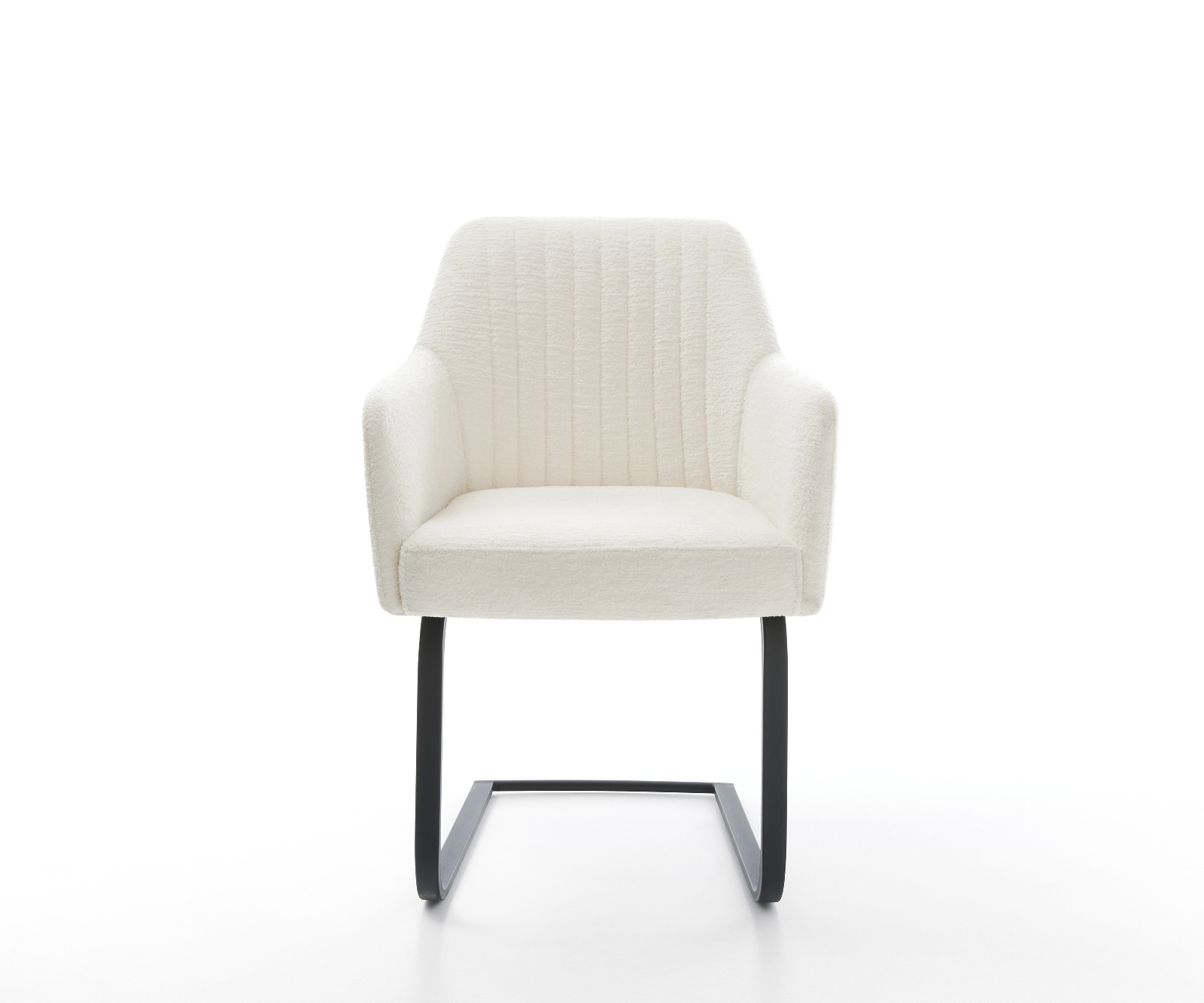 Konzolová jedálenská stolička Greg-Flex bouclé mäkký béžová konzolová jedálenská stolička plochá čierna vrecková pružina - Image 2