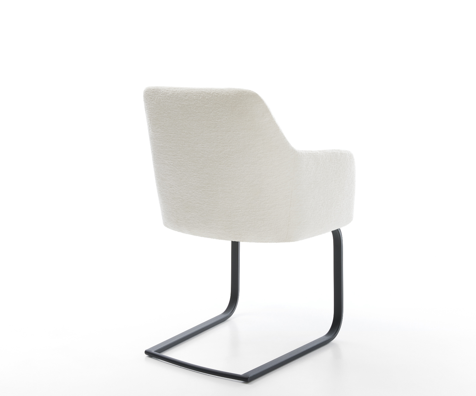 Konzolová jedálenská stolička Greg-Flex bouclé mäkký béžová konzolová jedálenská stolička plochá čierna vrecková pružina - Image 5