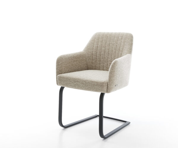 Konzolová jedálenská stolička Greg-Flex tkanina mäkká béžová konzolová jedálenská stolička plochá čierna vrecková pružina