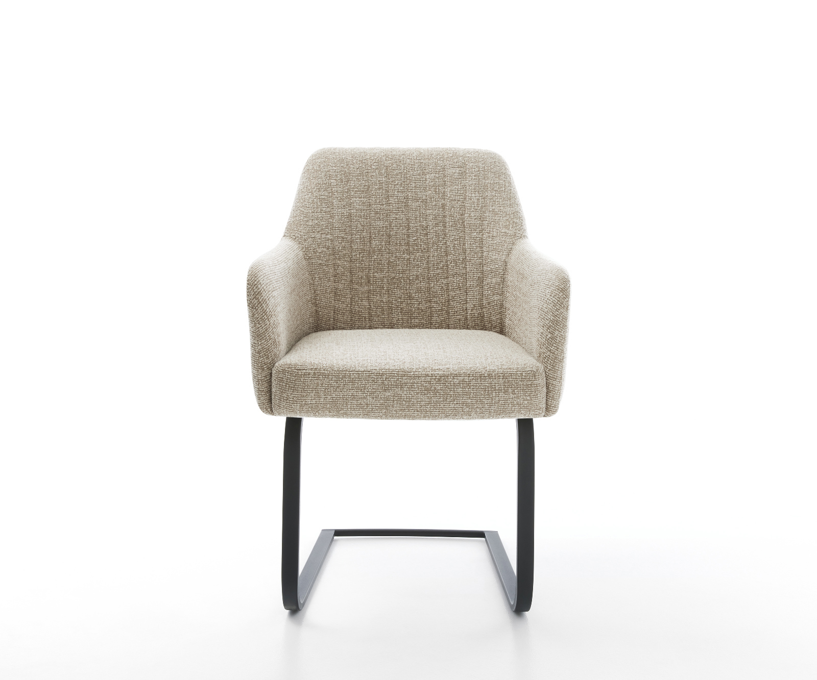 Konzolová jedálenská stolička Greg-Flex tkanina mäkká béžová konzolová jedálenská stolička plochá čierna vrecková pružina - Image 2