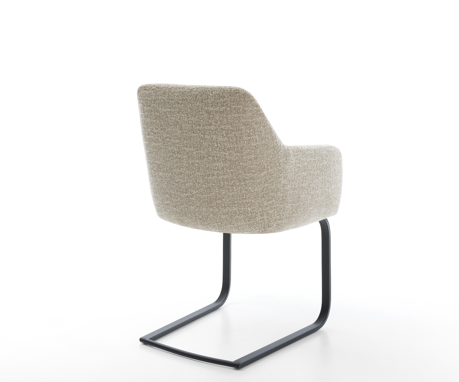 Konzolová jedálenská stolička Greg-Flex tkanina mäkká béžová konzolová jedálenská stolička plochá čierna vrecková pružina - Image 5