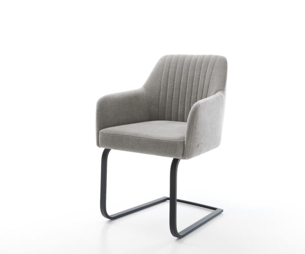 Konzolová jedálenská stolička Greg-Flex štruktúrovaná látka mäkká sivá konzolová jedálenská stolička plochá čierna vrecková pružina