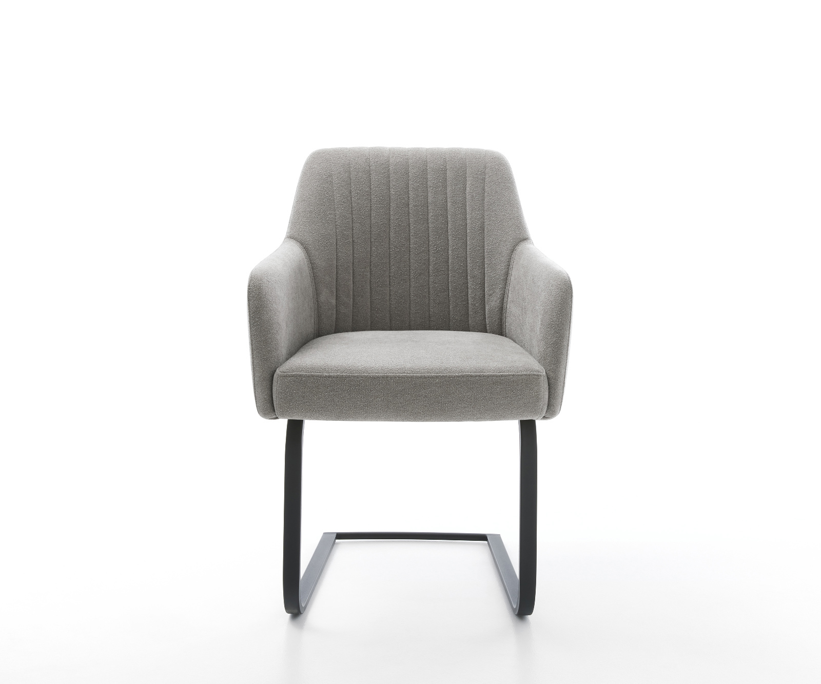 Konzolová jedálenská stolička Greg-Flex štruktúrovaná látka mäkká sivá konzolová jedálenská stolička plochá čierna vrecková pružina - Image 2