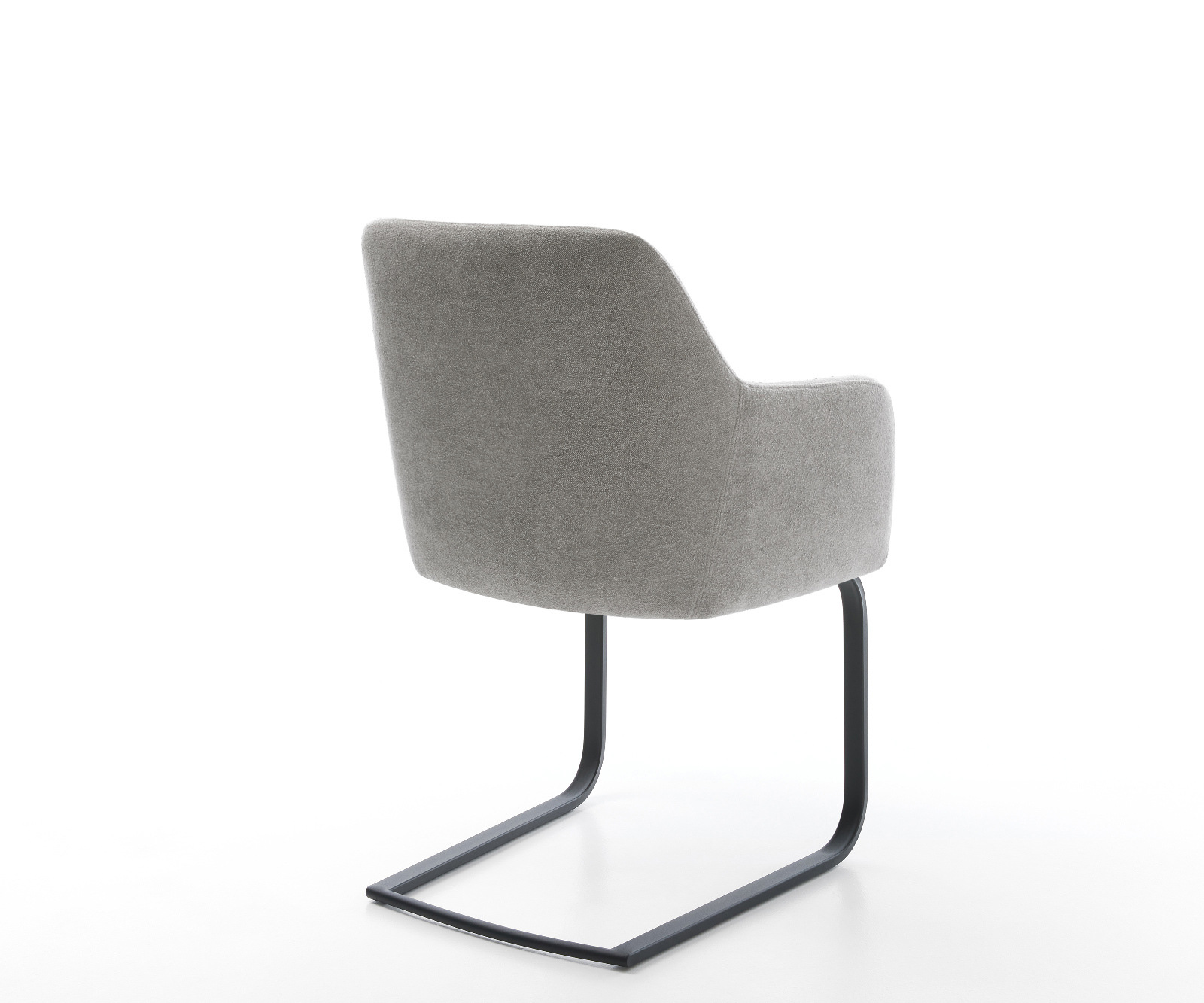 Konzolová jedálenská stolička Greg-Flex štruktúrovaná látka mäkká sivá konzolová jedálenská stolička plochá čierna vrecková pružina - Image 5