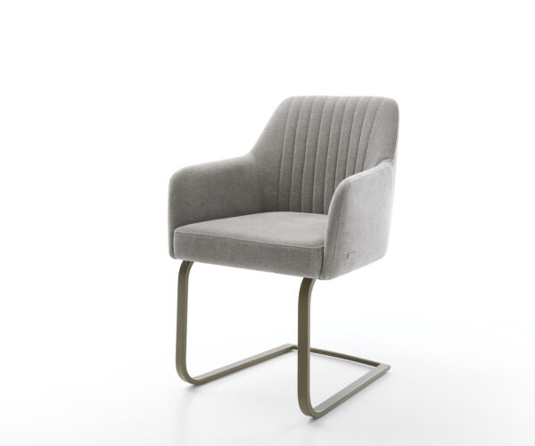 Konzolová jedálenská stolička Greg-Flex štruktúrovaná látka mäkká sivá konzolová jedálenská stolička plochá titánová farba vrecková pružina