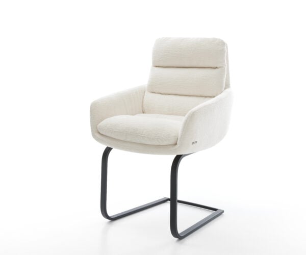 Konzolová jedálenská stolička Abelia-Flex s opierkami bouclé mäkký béžová konzolová jedálenská stolička plochá čierna