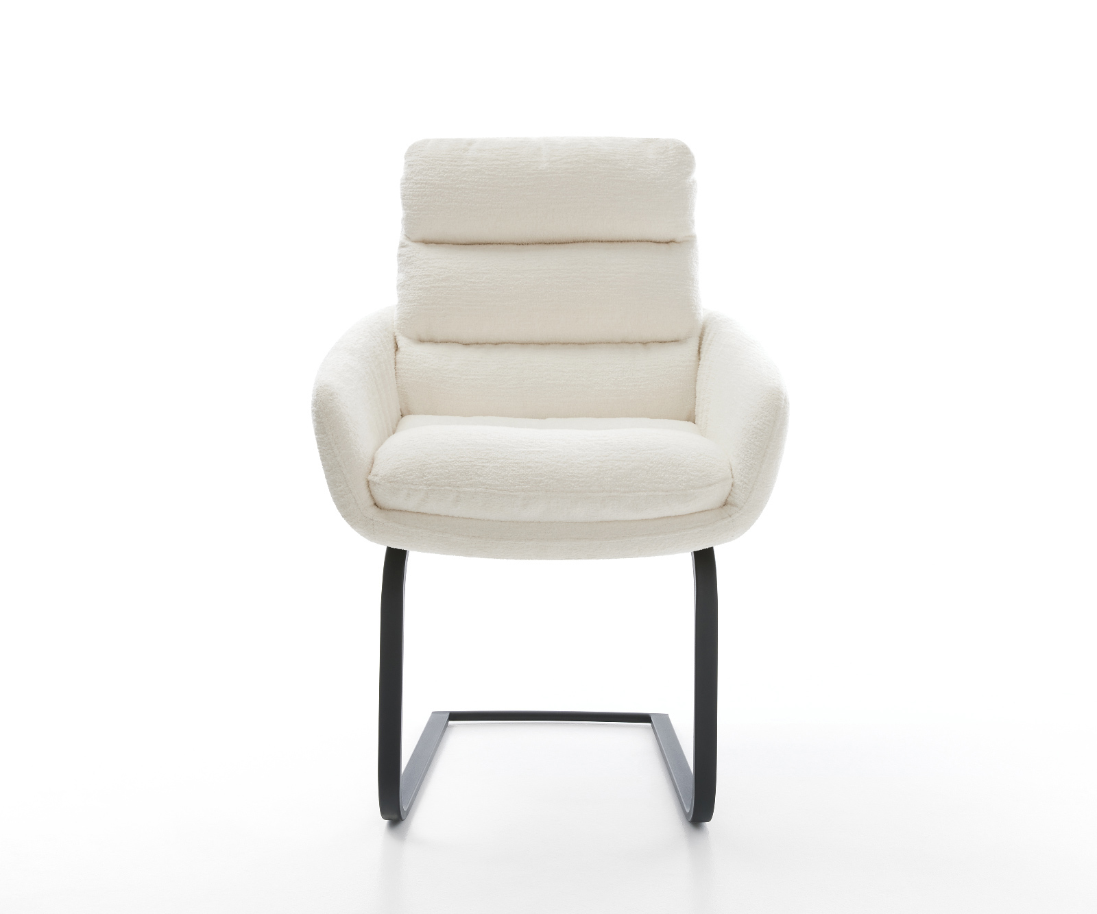 Konzolová jedálenská stolička Abelia-Flex s opierkami bouclé mäkký béžová konzolová jedálenská stolička plochá čierna - Image 2