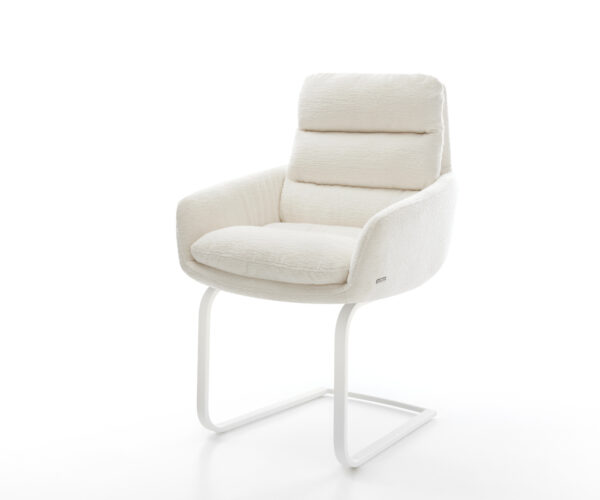 Konzolová jedálenská stolička Abelia-Flex s opierkami bouclé mäkký béžová konzolová jedálenská stolička plochá biela