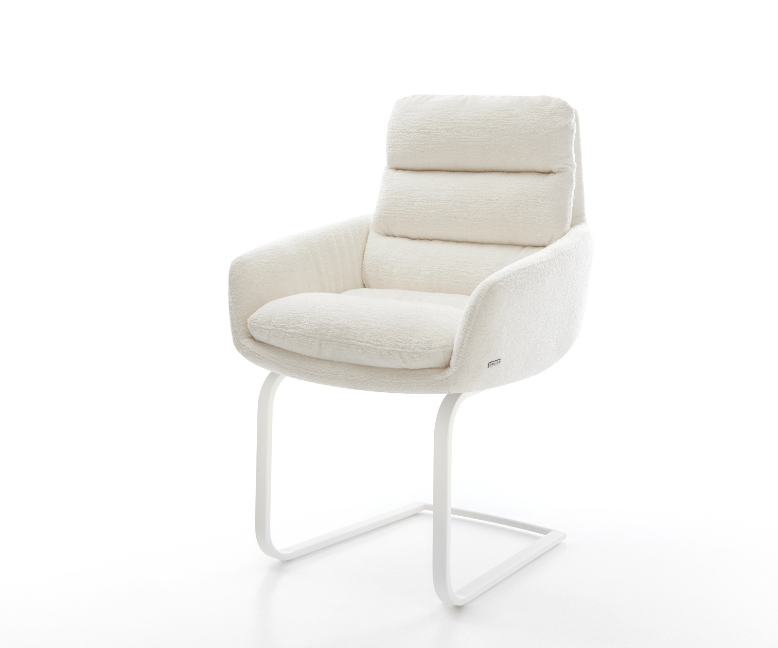 Konzolová jedálenská stolička Abelia-Flex s opierkami bouclé mäkký béžová konzolová jedálenská stolička plochá biela