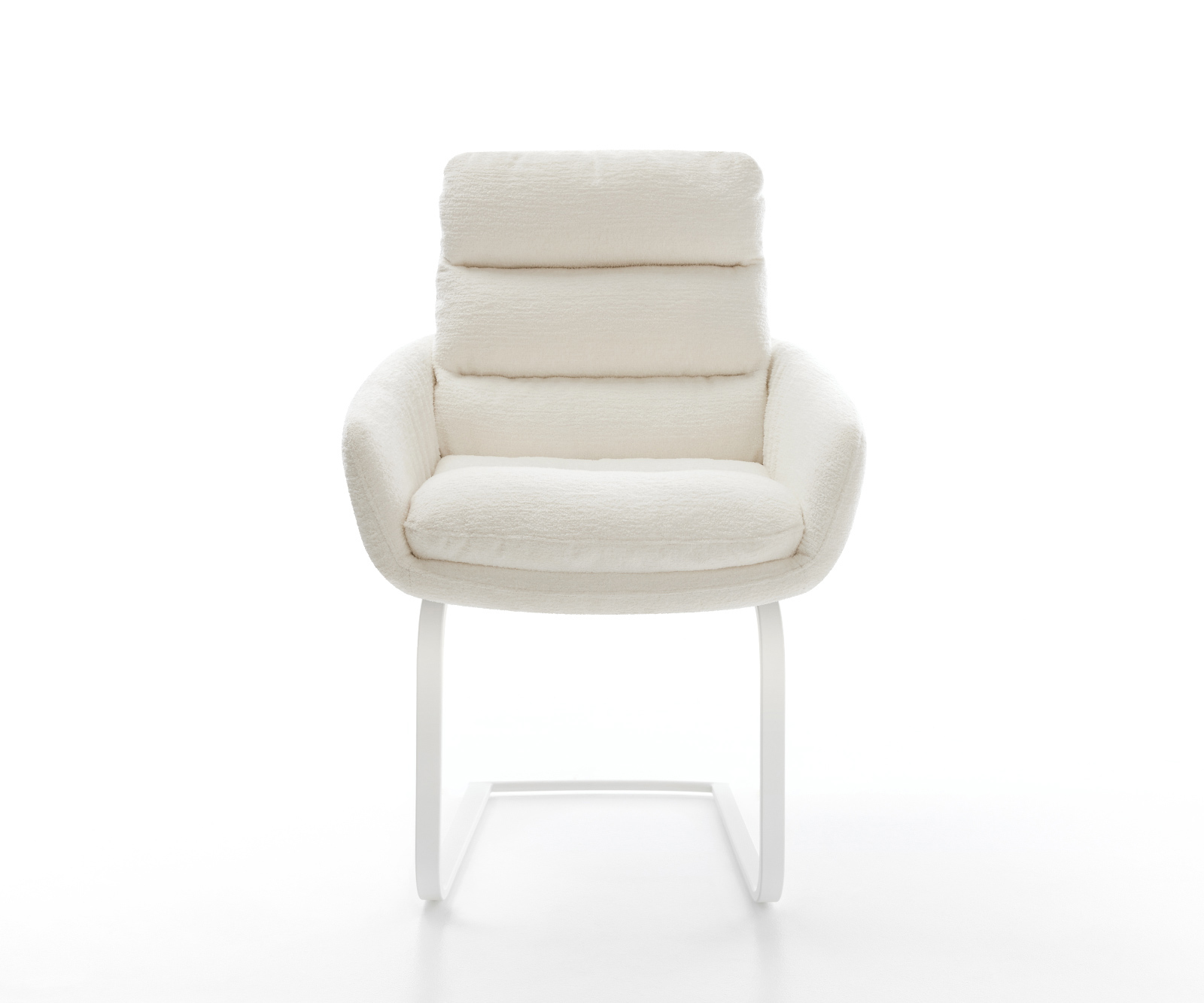 Konzolová jedálenská stolička Abelia-Flex s opierkami bouclé mäkký béžová konzolová jedálenská stolička plochá biela - Image 2