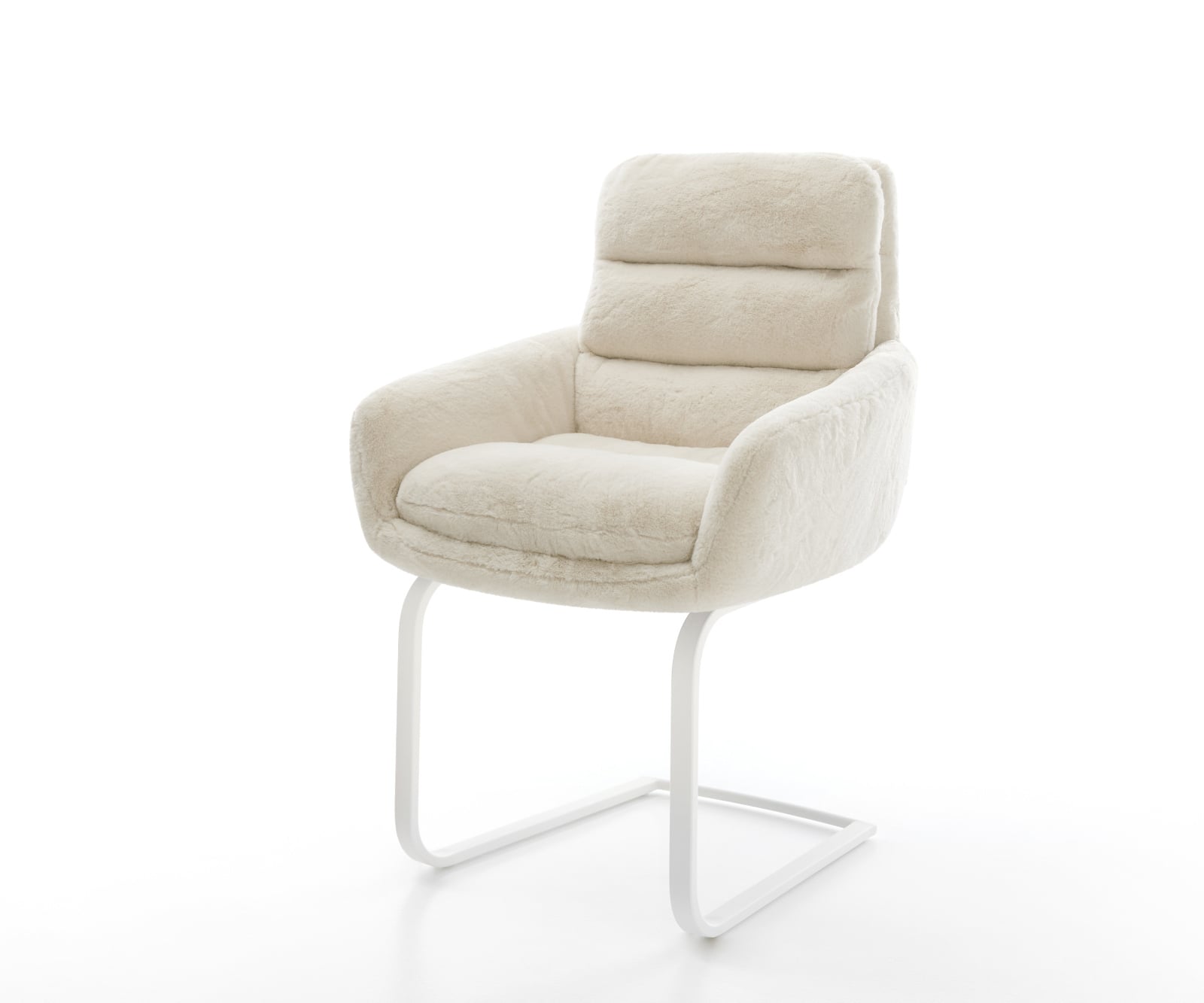 Konzolová jedálenská stolička Abelia-Flex s opierkami plyšový manšester krémovo biela konzolová jedálenská stolička plochá biela