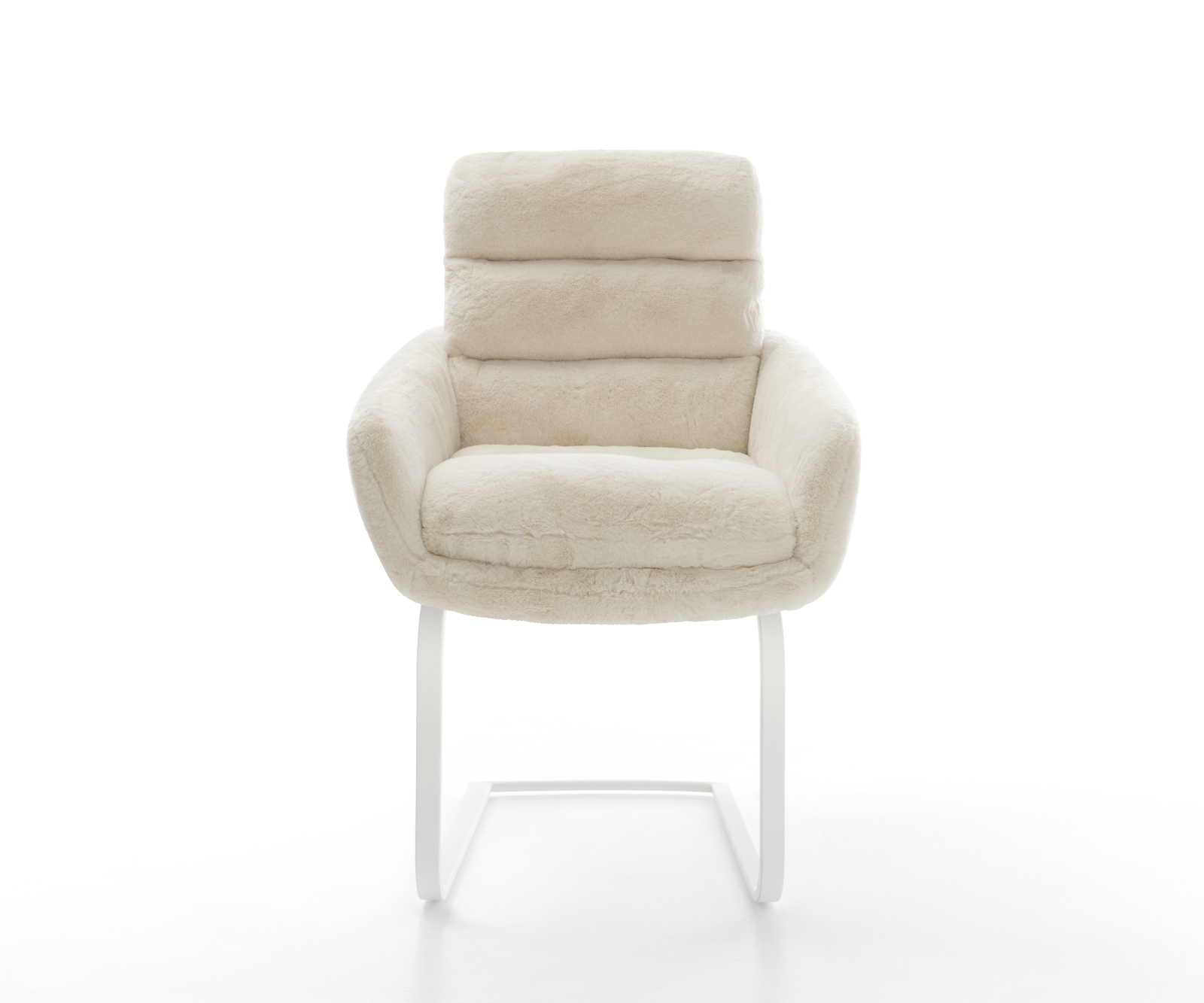 Konzolová jedálenská stolička Abelia-Flex s opierkami plyšový manšester krémovo biela konzolová jedálenská stolička plochá biela - Image 2